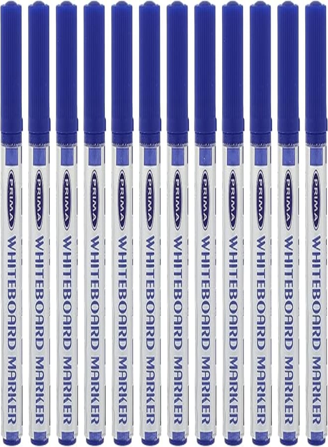 Prima white board marker erasable ink set of 12 pcs. - blue